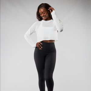 BuffBunny brand new crystal clear white long sleeve workout crop top